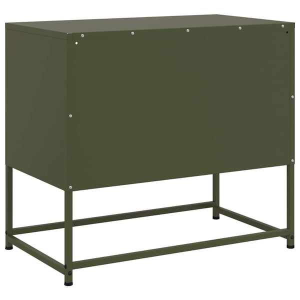 Olivgrüner TV-Ständer Comeluta 68x39x60,5cm (Stahl)