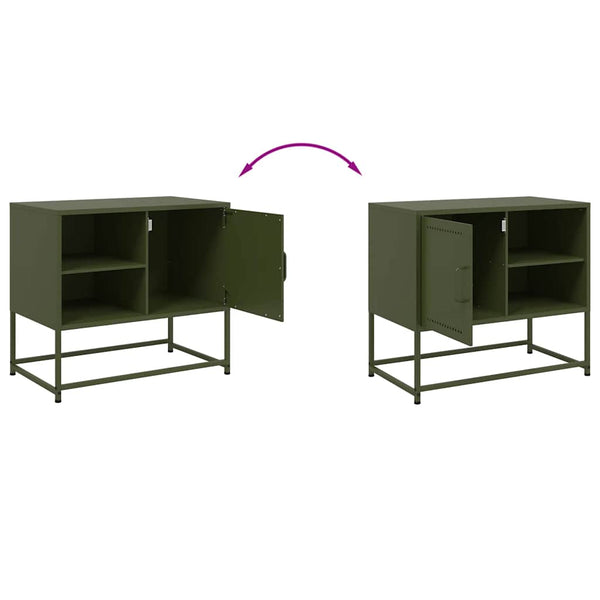 Olivgrüner TV-Ständer Comeluta 68x39x60,5cm (Stahl)