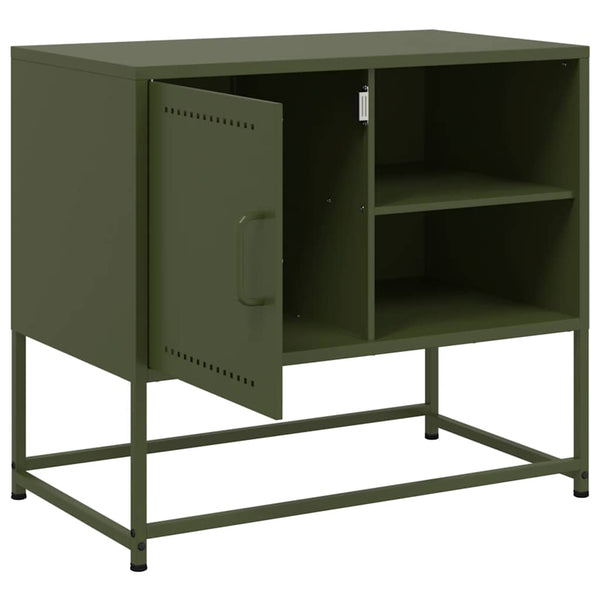 Olivgrüner TV-Ständer Comeluta 68x39x60,5cm (Stahl)