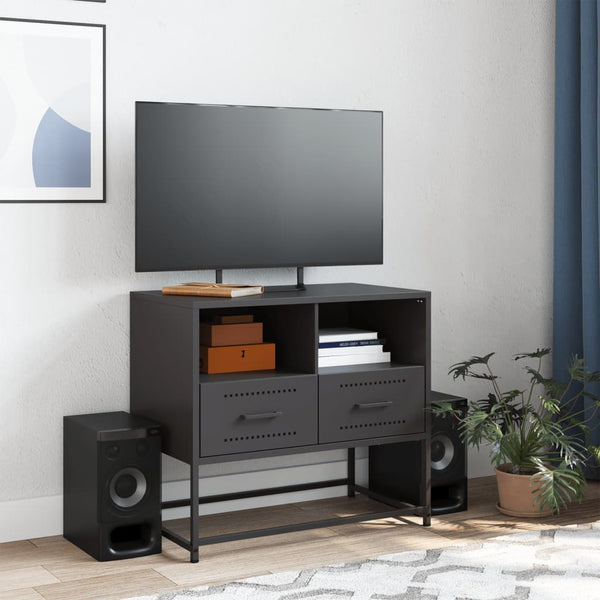 Schwarzer TV-Ständer Vacariu 68x39x60,5cm (Stahl)
