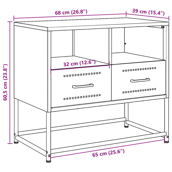 Valkoinen tv-taso Vacariu 68x39x60,5cm (teräs)
