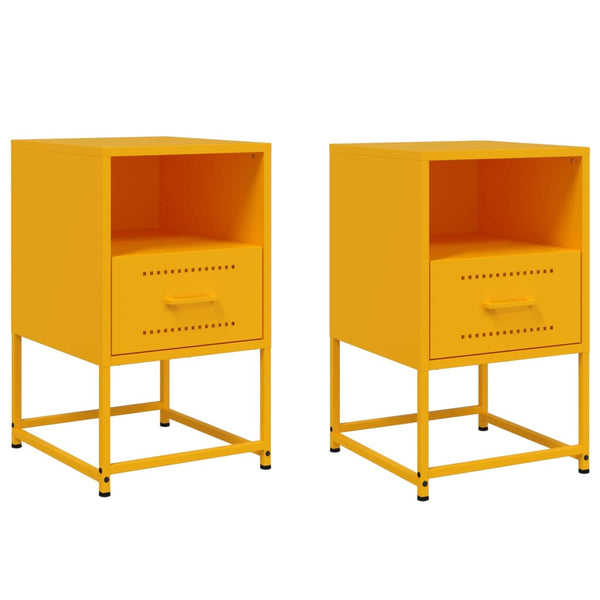Sinapinkeltainen yöpöydät Charlottie 36x39x60,5cm (2 kpl, teräs)