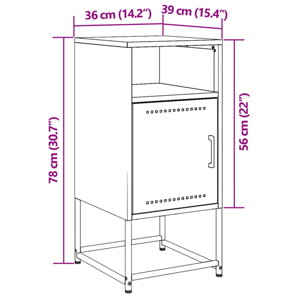 Sinapinkeltainen yöpöydät Calistrata 36x39x78cm (2 kpl, teräs)