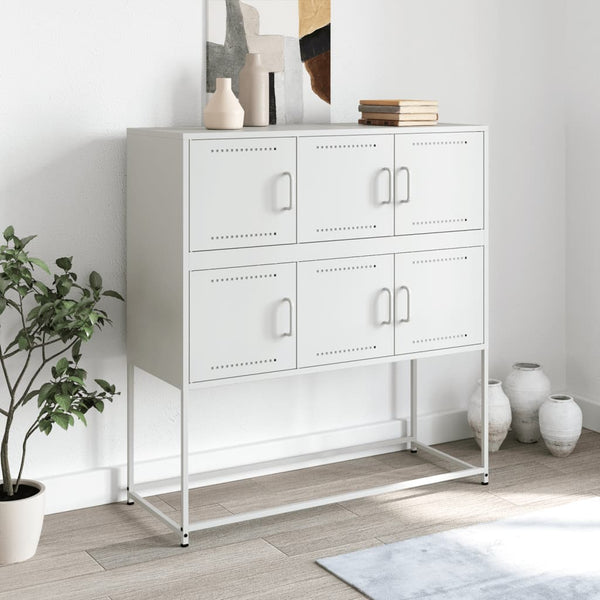 Weißes Sideboard Glinda 100,5x39x107cm (kaltgewalzter Stahl)