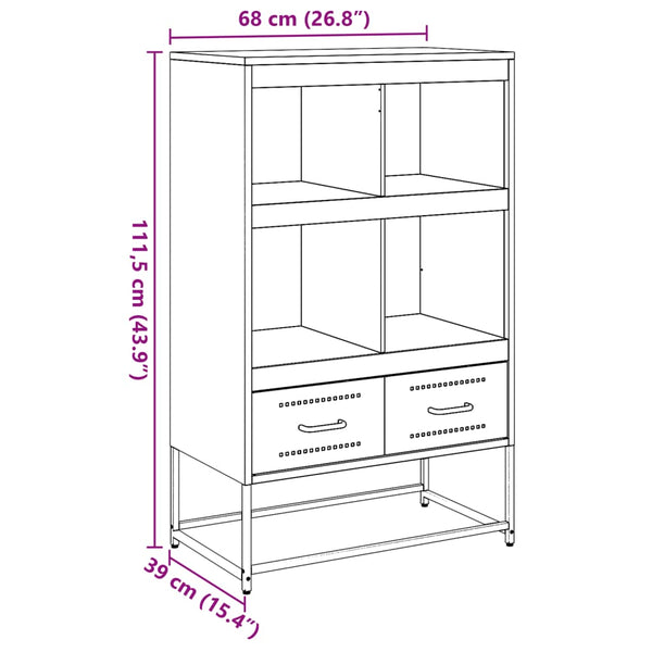Olivgrüner Schrank Fiona 68,5x39x111,5cm (kaltgewalzter Stahl)