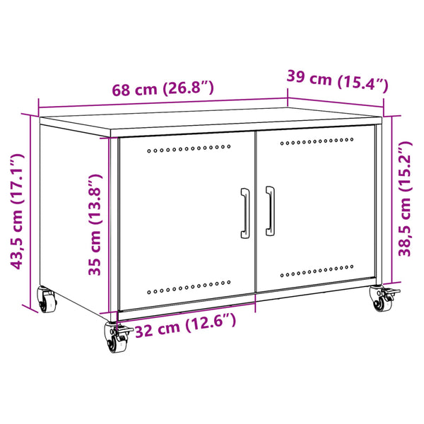 Schwarzes TV-Möbel Cristna 68x39x43,5cm (kaltgewalzter Stahl)