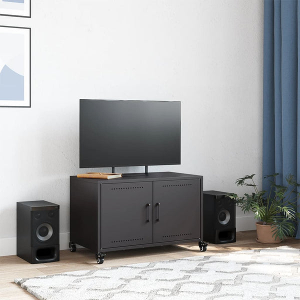 Schwarzes TV-Möbel Cristna 68x39x43,5cm (kaltgewalzter Stahl)