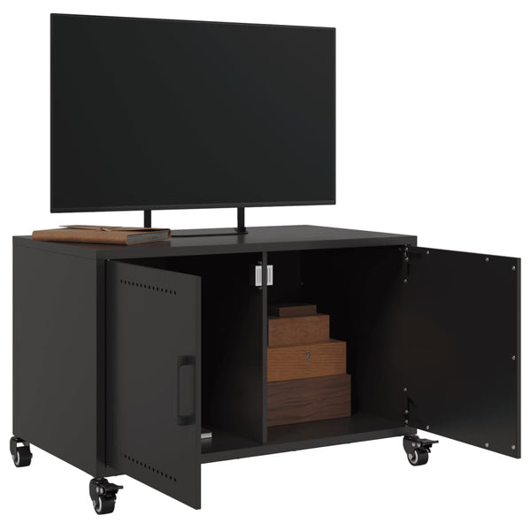 Schwarzes TV-Möbel Cristna 68x39x43,5cm (kaltgewalzter Stahl)