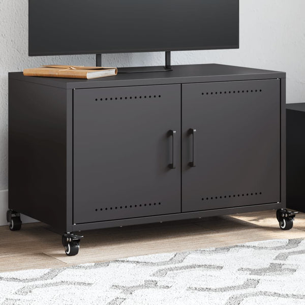 Schwarzes TV-Möbel Cristna 68x39x43,5cm (kaltgewalzter Stahl)