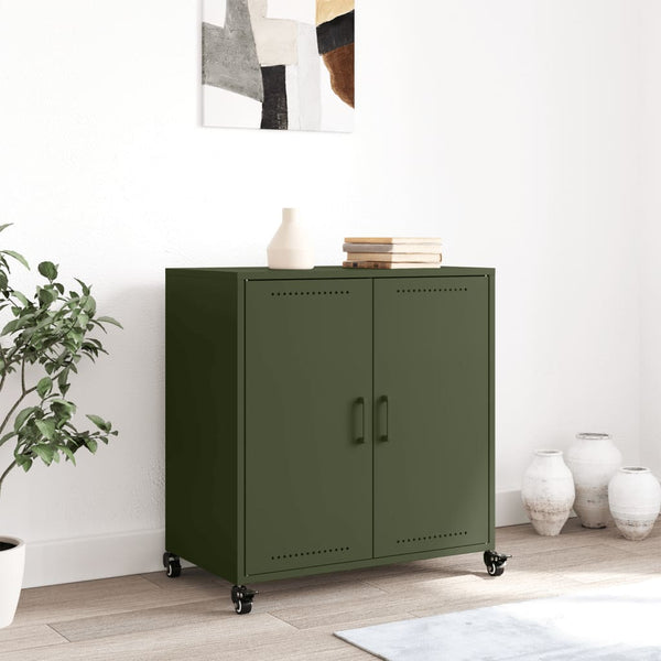 Sideboard olivgrün 68x39x72 cm Stahl
