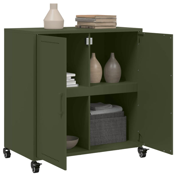 Sideboard olivgrün 68x39x72 cm Stahl