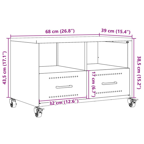 Schwarzer TV-Schrank Ianco 68x39x43,5cm (kaltgewalzter Stahl)