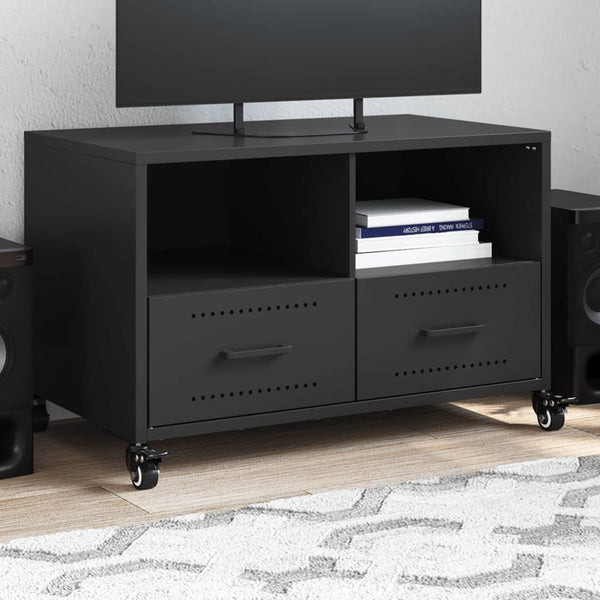 Schwarzer TV-Schrank Ianco 68x39x43,5cm (kaltgewalzter Stahl)
