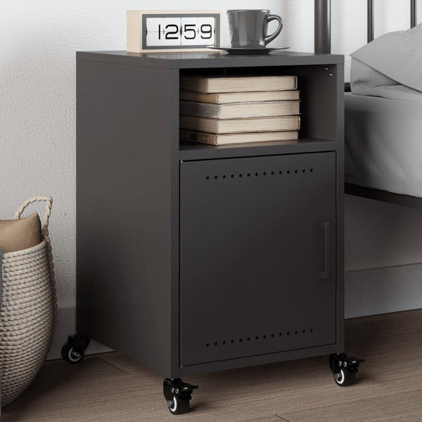 Schwarzer Nachttisch Haruclia 36x39x59cm (Stahl)
