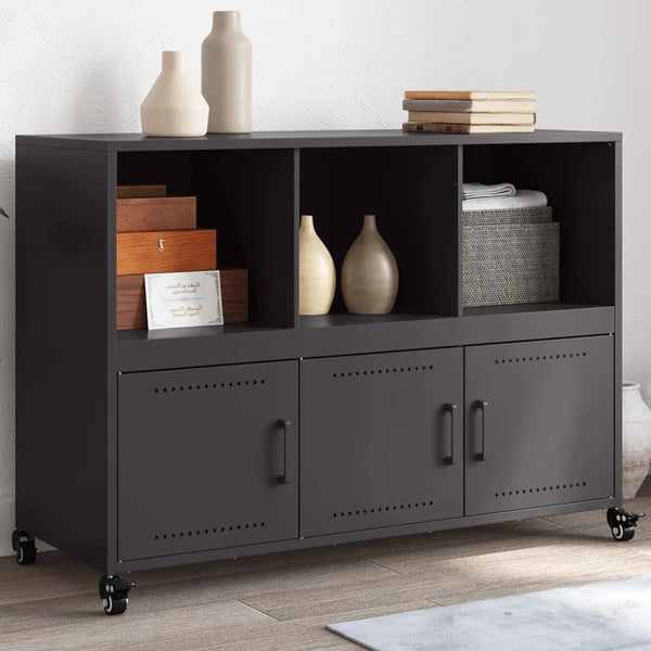 Schwarzes Sideboard Renatti 100,5x39x72cm (kaltgewalzter Stahl)