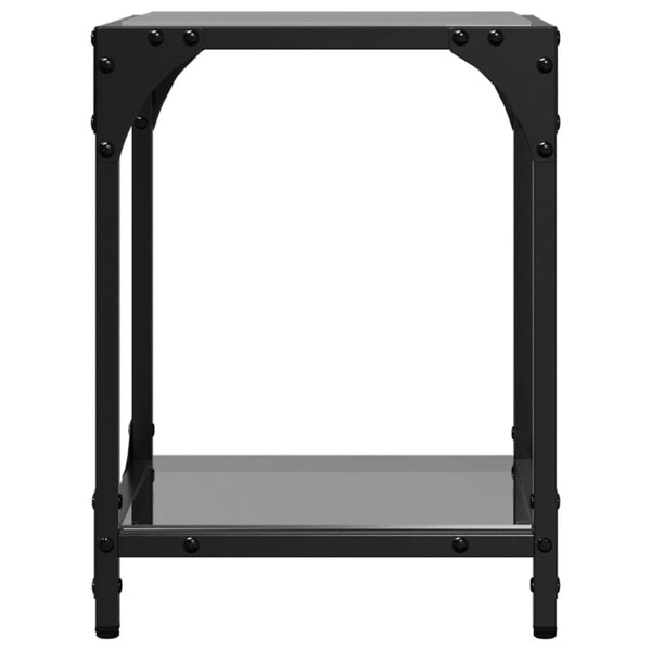 Schwarze Couchtische Meaghan 30x30x40cm (2er-Set, Glasplatte, Stahl)
