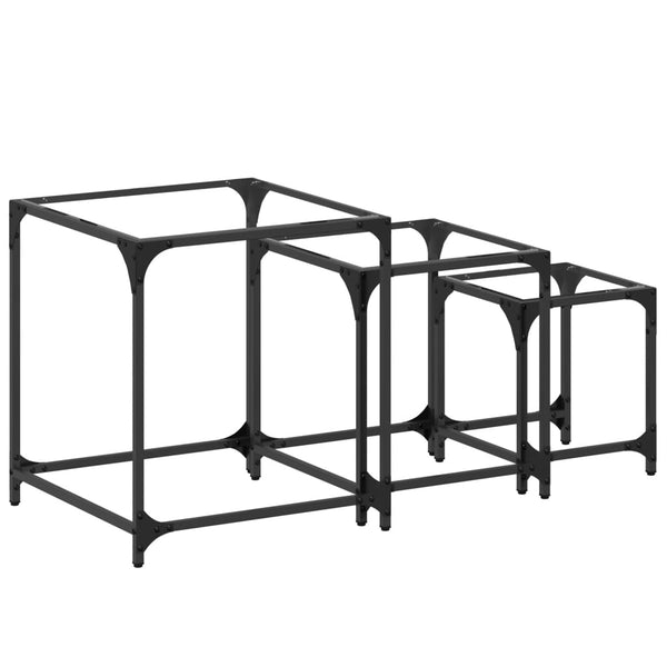 Transparente Serien-Couchtische Zetta Glasplatte Stahl (3 Stk.)