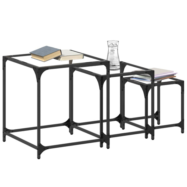 Transparente Serien-Couchtische Zetta Glasplatte Stahl (3 Stk.)