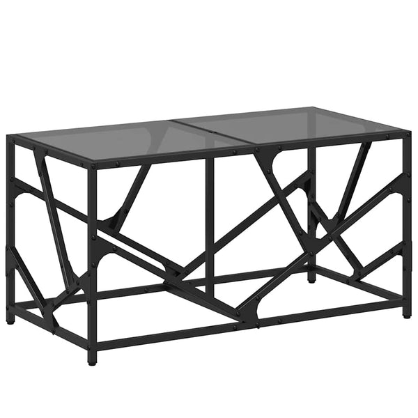 Schwarzer Couchtisch Madisyn 78,5x40x41cm (Glasplatte Stahl)