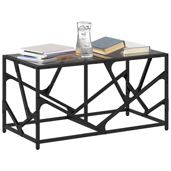 Schwarzer Couchtisch Madisyn 78,5x40x41cm (Glasplatte Stahl)