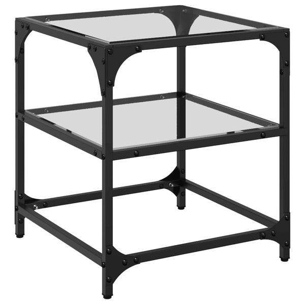 Transparenter Couchtisch Teofin 40x40x45cm (Glasplatte Stahl)