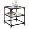 Transparenter Couchtisch Teofin 40x40x45cm (Glasplatte Stahl)