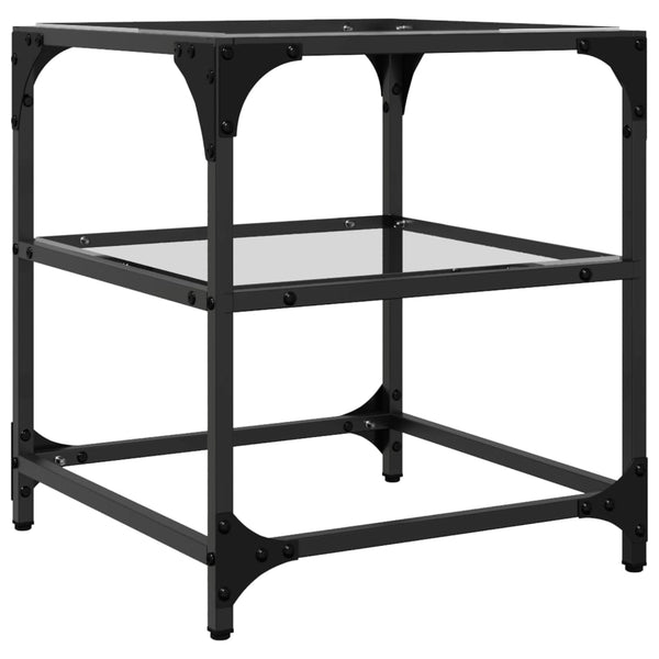 Transparenter Couchtisch Teofin 40x40x45cm (Glasplatte Stahl)