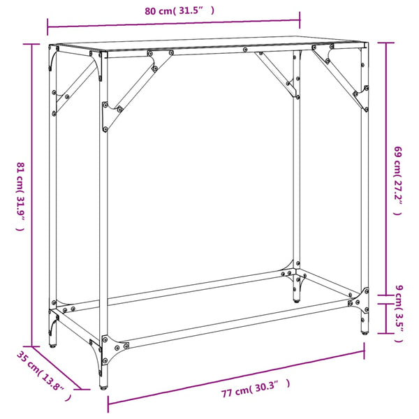 Schwarzer Konsolentisch Constantion 60x35x81cm (Glasplatte, Stahl)