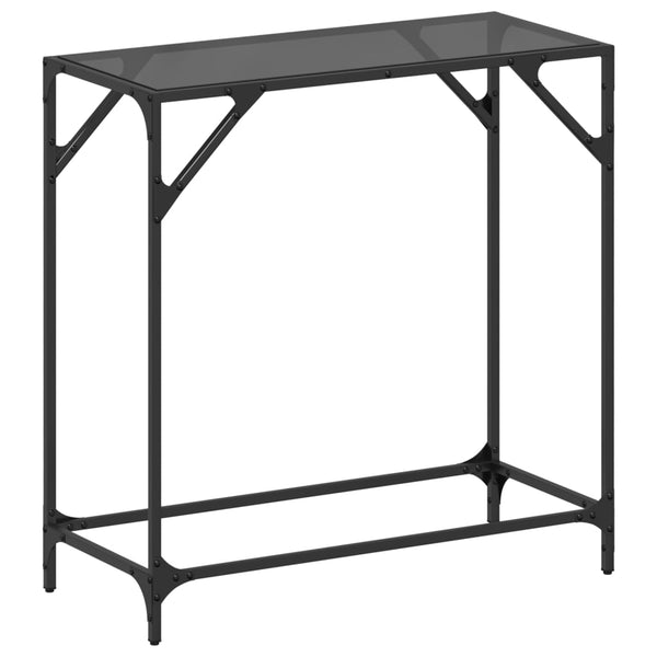 Schwarzer Konsolentisch Constantion 80x35x81cm (Glasplatte Stahl)
