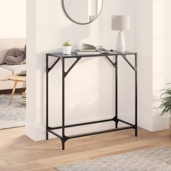 Schwarzer Konsolentisch Constantion 80x35x81cm (Glasplatte Stahl)