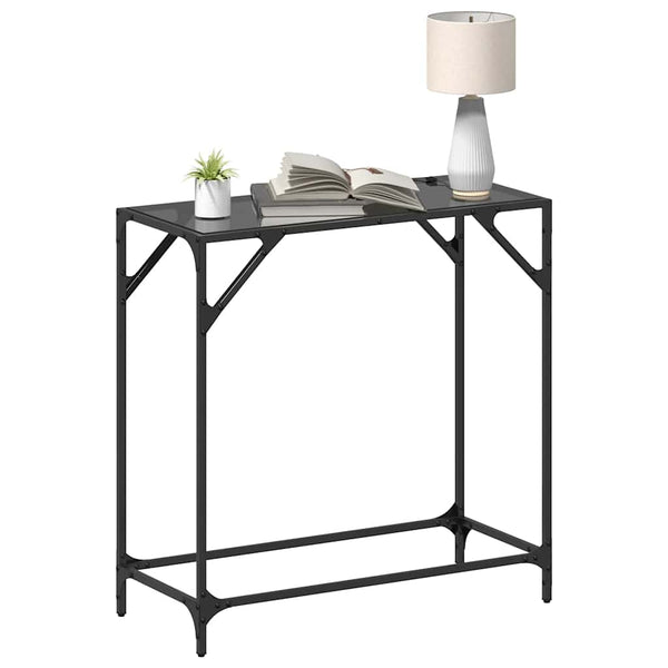 Schwarzer Konsolentisch Constantion 80x35x81cm (Glasplatte Stahl)