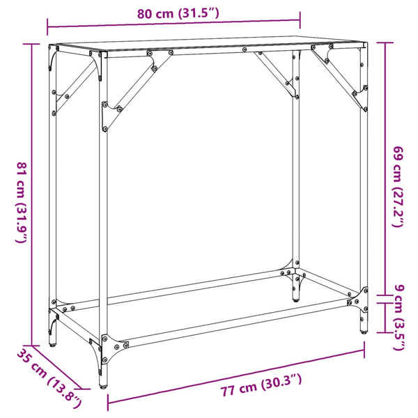 Schwarzer Konsolentisch Constantion 80x35x81cm (Glasplatte Stahl)
