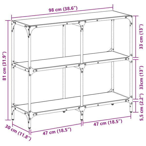 Transparenter Konsolentisch Szetsi 98x30x81cm (Glasplatte, Stahl)