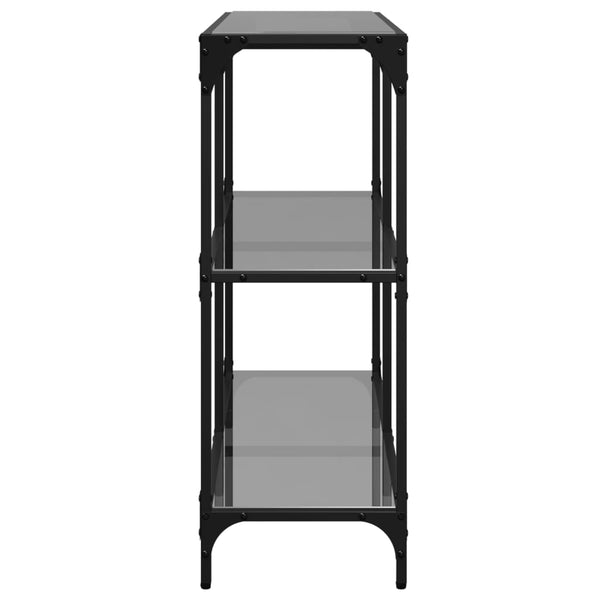 Schwarzer Konsolentisch Szetsi 98x30x81cm (Glasplatte Stahl)