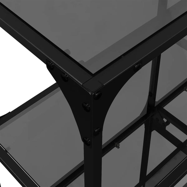 Schwarzer Konsolentisch Szetsi 98x30x81cm (Glasplatte Stahl)