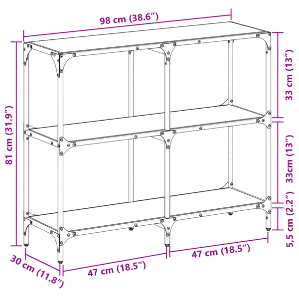 Schwarzer Konsolentisch Szetsi 98x30x81cm (Glasplatte Stahl)