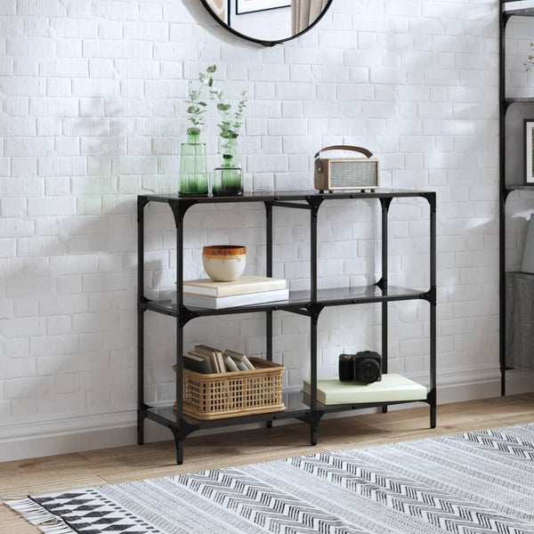 Schwarzer Konsolentisch Szetsi 98x30x81cm (Glasplatte Stahl)