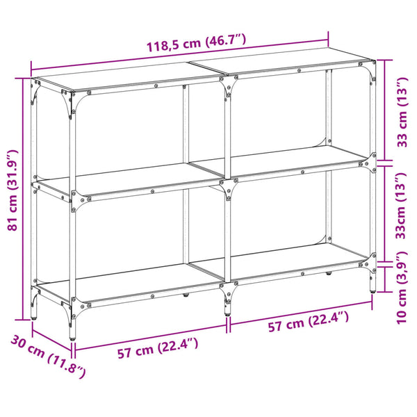 Transparenter Konsolentisch Szetsi 118,5x30x81cm (Glasplatte Stahl)