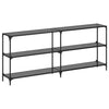 Schwarzer Konsolentisch Szetsi 194,5x30x81cm (Glasplatte Stahl)