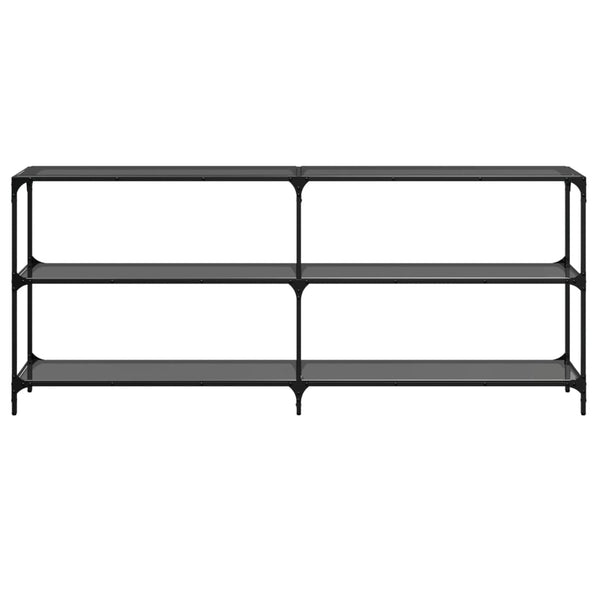Schwarzer Konsolentisch Szetsi 194,5x30x81cm (Glasplatte Stahl)
