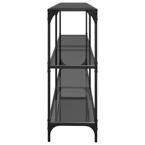 Schwarzer Konsolentisch Szetsi 194,5x30x81cm (Glasplatte Stahl)