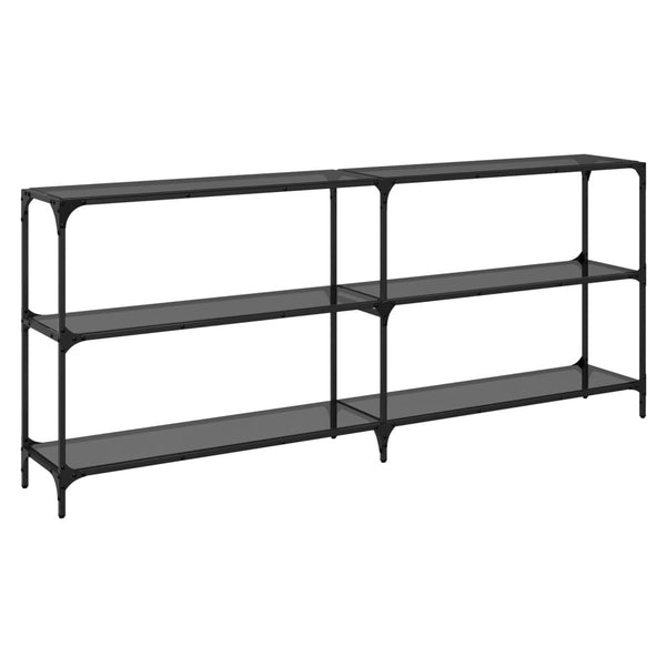 Schwarzer Konsolentisch Szetsi 194,5x30x81cm (Glasplatte Stahl)