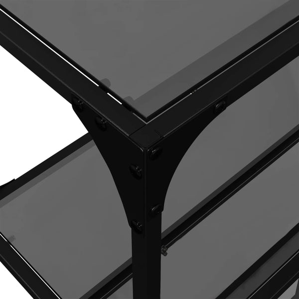 Schwarzer Konsolentisch Szetsi 194,5x30x81cm (Glasplatte Stahl)
