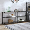 Schwarzer Konsolentisch Szetsi 194,5x30x81cm (Glasplatte Stahl)