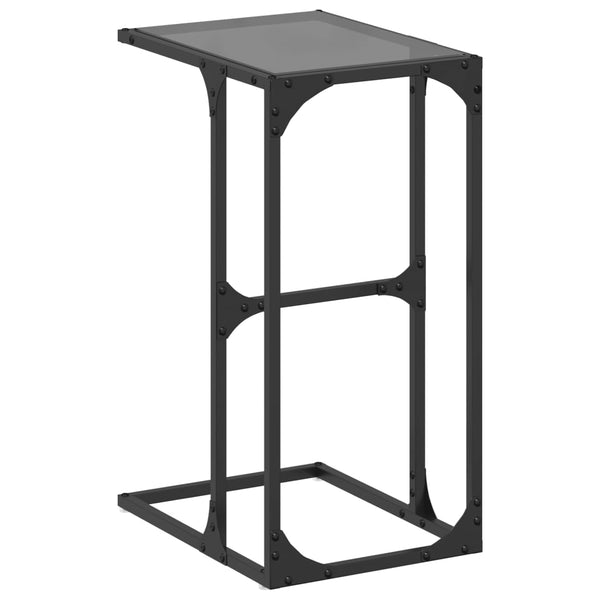 Beistelltisch Nellu 40x30x61,5cm, schwarz (Glasplatte, Stahl)