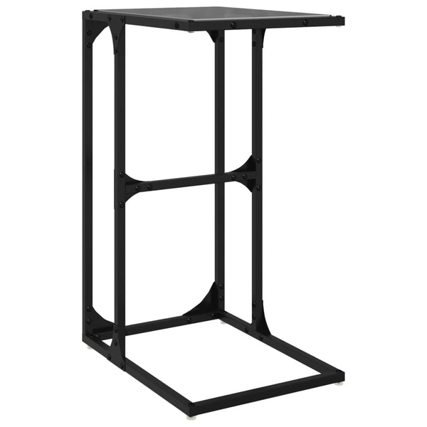 Beistelltisch Nellu 40x30x61,5cm, schwarz (Glasplatte, Stahl)