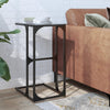 Beistelltisch Nellu 40x30x61,5cm, schwarz (Glasplatte, Stahl)