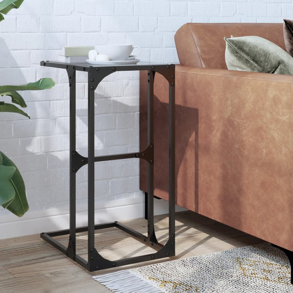 Beistelltisch Nellu 40x30x61,5cm, schwarz (Glasplatte, Stahl)