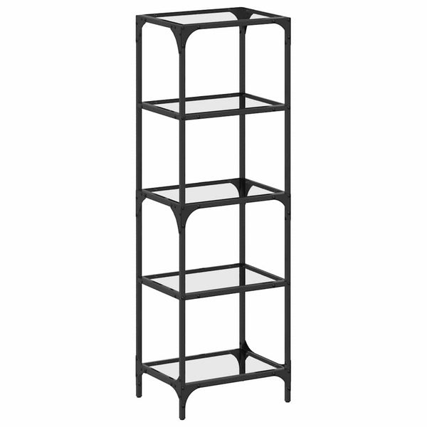 Schwarzes Regal Stenuta 40x30x123cm (Glasplatte Stahl)
