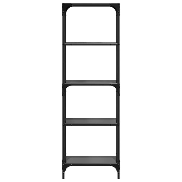 Schwarzes Regal Stenuta 40x30x123cm (Glasplatte Stahl)